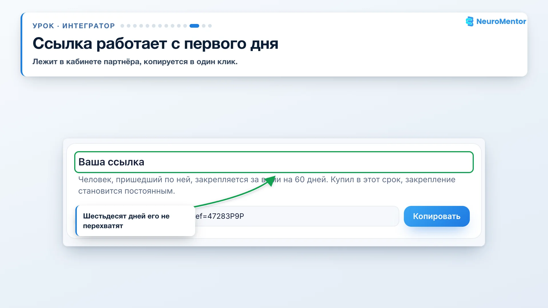 Партнёрская ссылка в кабинете партнёра