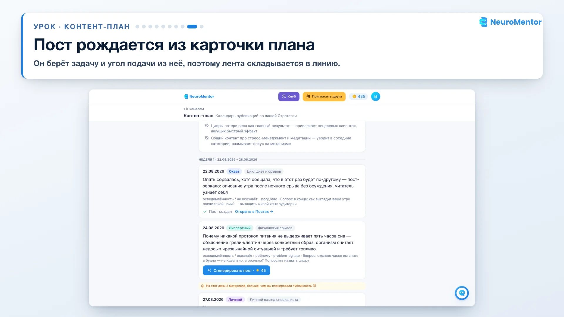 Готовый текст поста, собранный из карточки плана