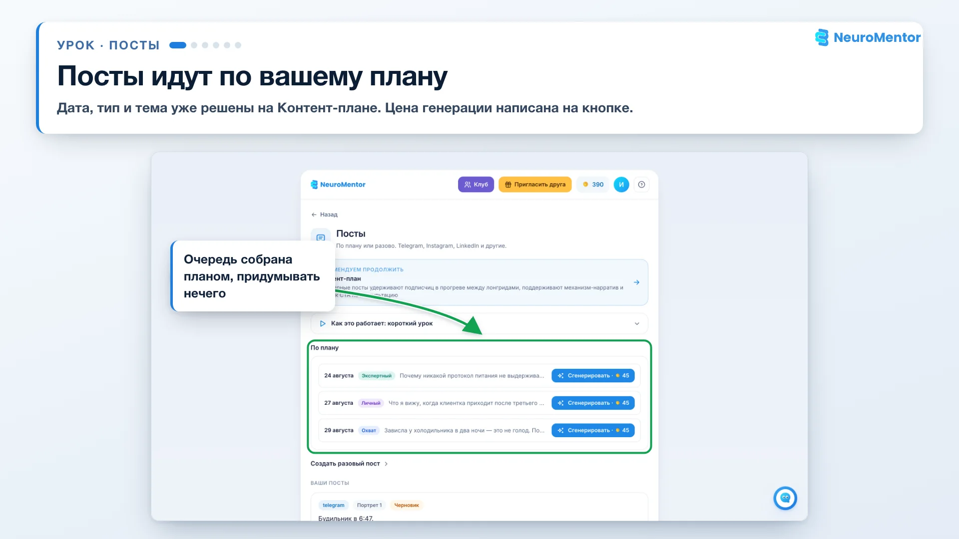 Очередь публикаций по плану