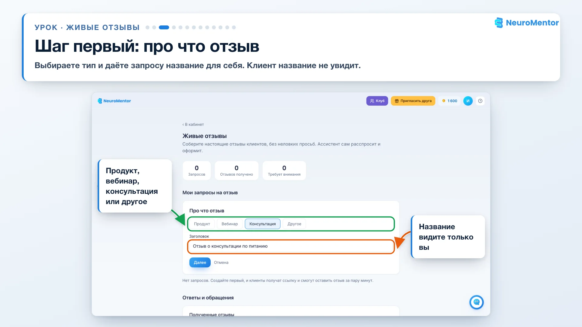 Про что отзыв: продукт, вебинар или консультация
