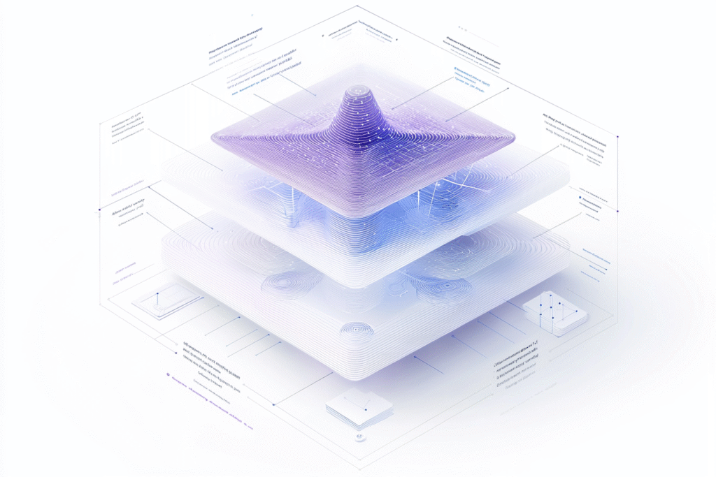 Многослойная AI-архитектура с потоками данных и интеграционными связями