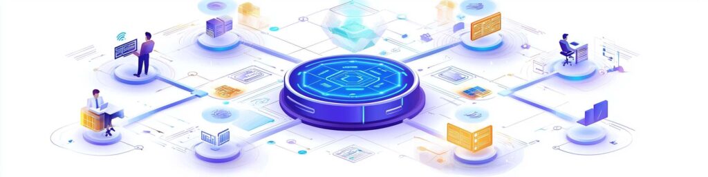 Платформенная экономика AI: центральная платформа с участниками экосистемы